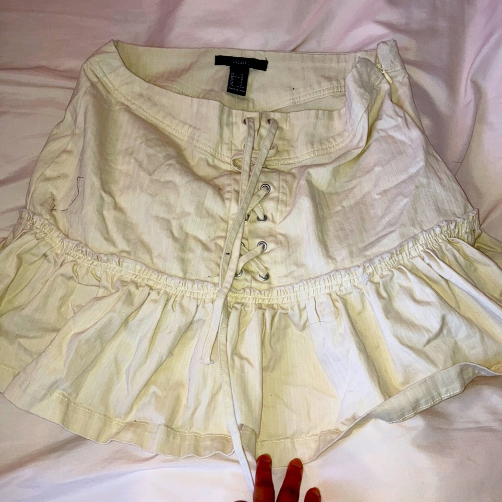 Boho Pastel Yellow Lace Up Skirt
